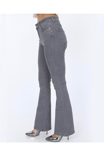 Edna Gold Solmayan Gri Yüksek Bel Ispanyol Jeans ( Extra Rahat)