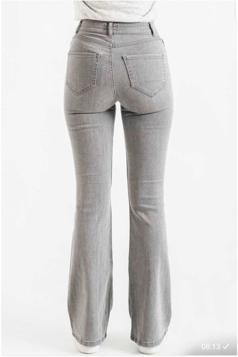 Gri Ispanyol Paça Flare ( Extra Rahat) Yüksek Bel Ispanyol Jeans Toparlayıcı Gri Ispanyol Paça Flare ( Extra Rahat) Yüksek Bel Ispanyol Jeans Toparlayıcı