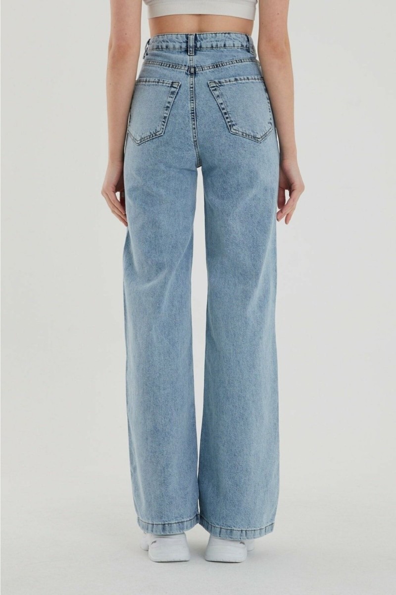 90 s Kar Yıkama Mavi Likralı Süper Yüksek Bel Salaş Jeans Palazzo Pantolon 90 s Kar Yıkama Mavi Likralı Süper Yüksek Bel Salaş Jeans Palazzo Pantolon