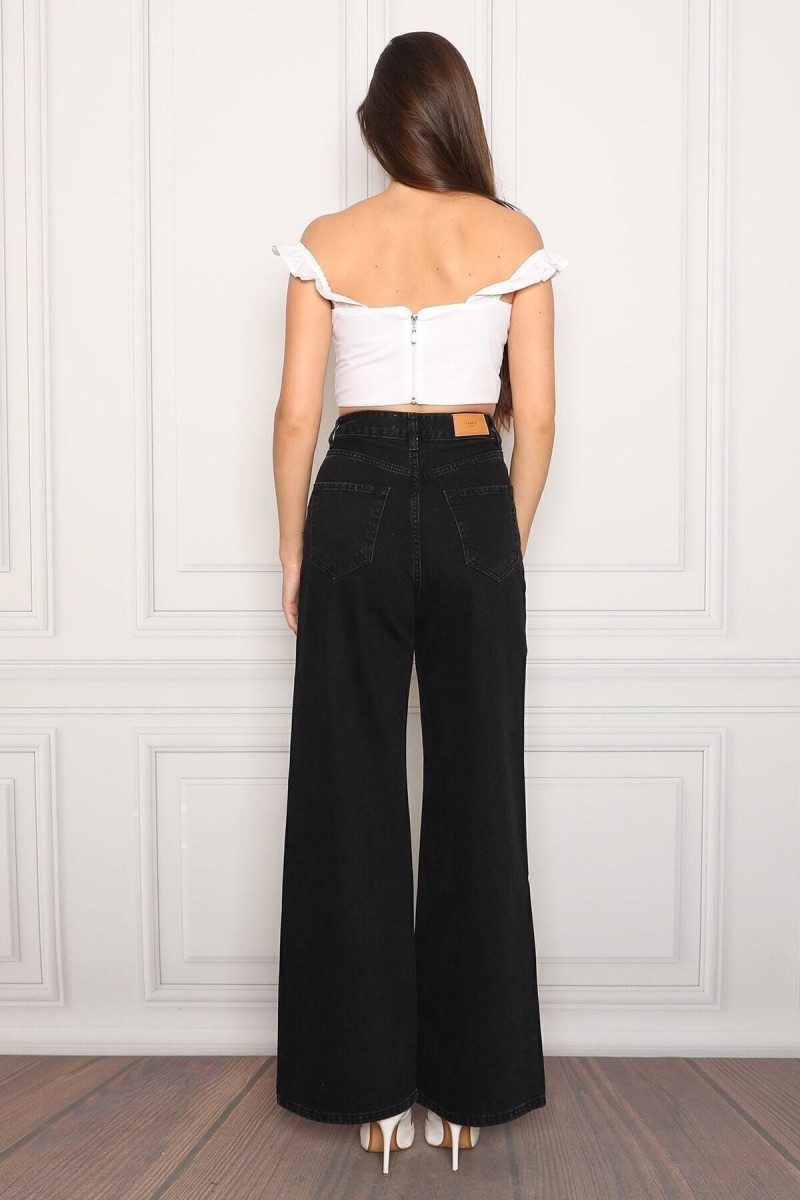 Solmaz Siyah Süper Yüksek Bel Salaş Jean Palazzo Pantolon( Süper Yüksek ) Wide Leg. Solmaz Siyah Süper Yüksek Bel Salaş Jean Palazzo Pantolon( Süper Yüksek ) Wide Leg.