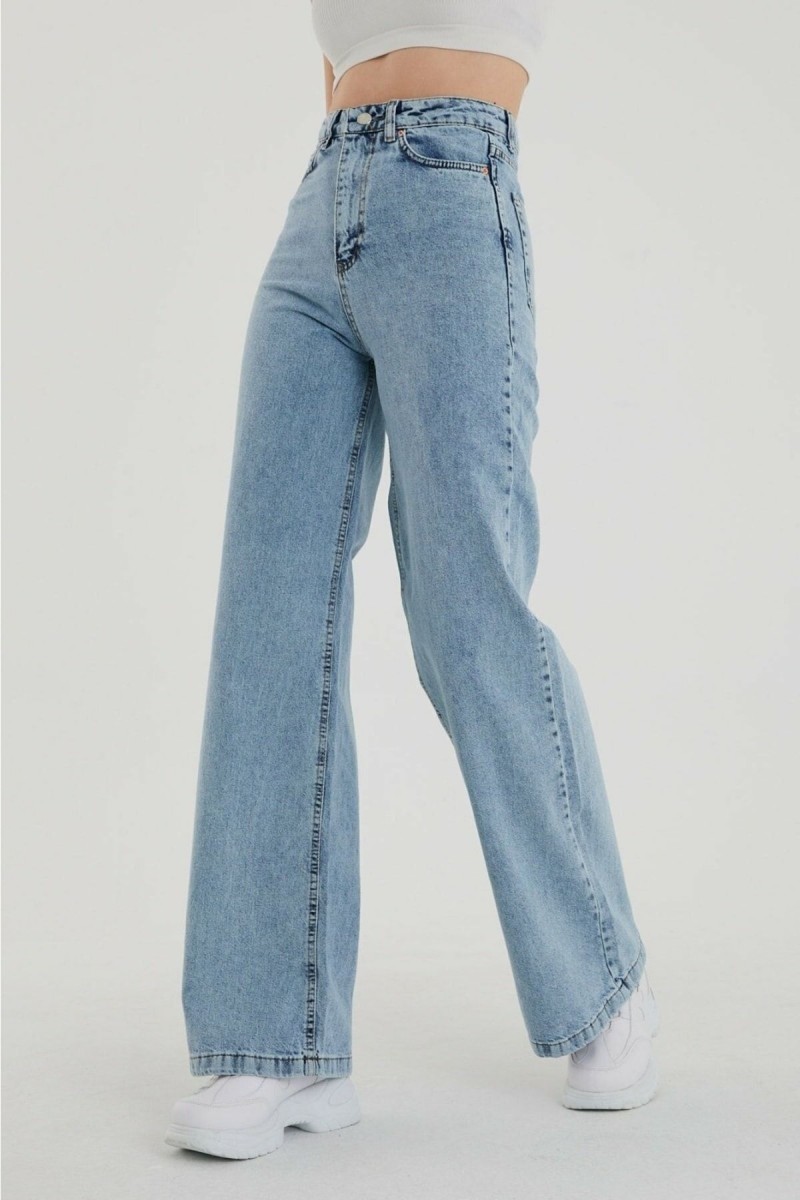 90 s Kar Yıkama Mavi Likralı Süper Yüksek Bel Salaş Jeans Palazzo Pantolon 90 s Kar Yıkama Mavi Likralı Süper Yüksek Bel Salaş Jeans Palazzo Pantolon