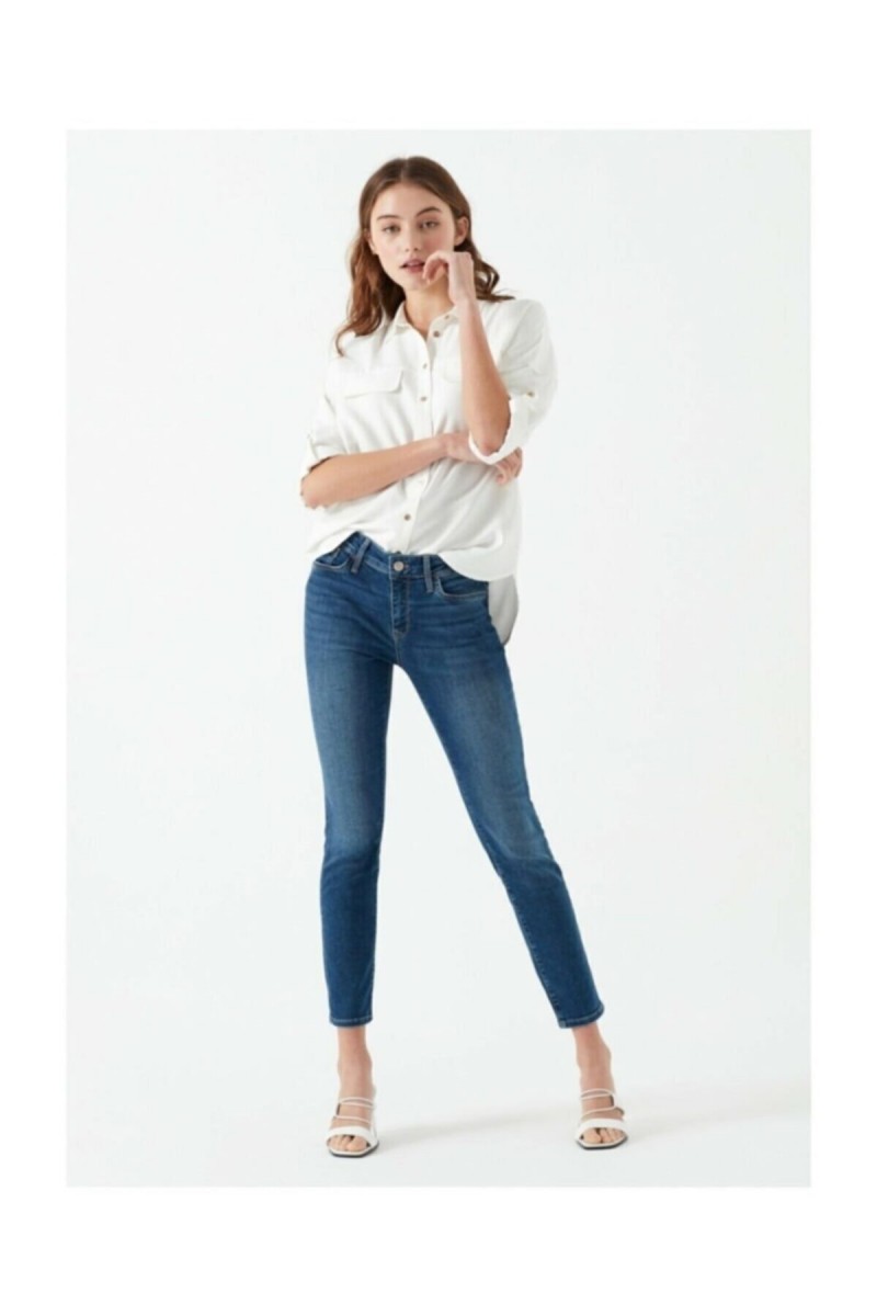 Asya Kadın Mavi Power Likralı Yüksek Bel Jeans Kot Pantolon