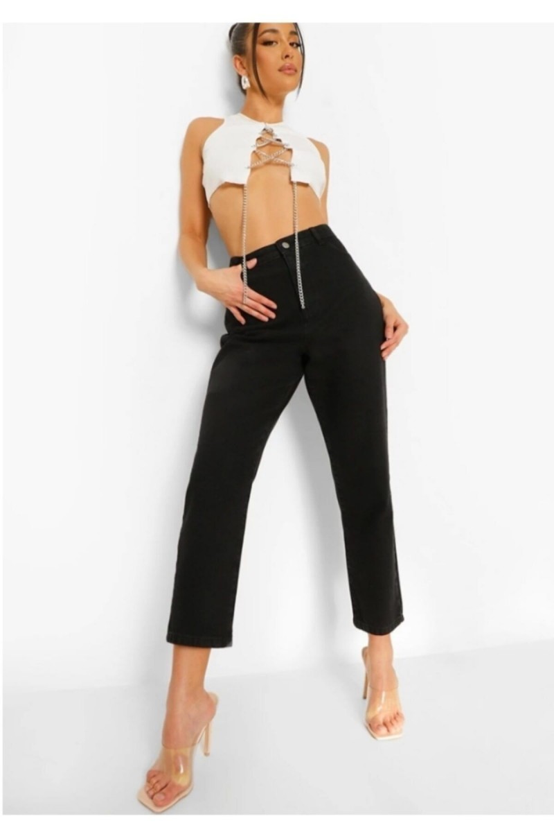 Ramrod Süper Likralı Jeans Siyah Yüksek Bel Mom Jeans Ramrod Süper Likralı Jeans Siyah Yüksek Bel Mom Jeans
