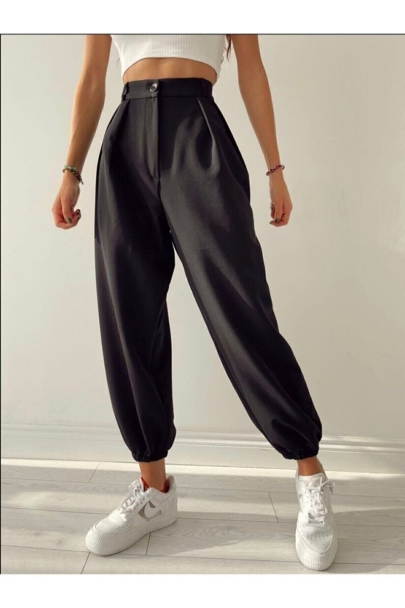 Siyah Maskülen Salaş Paçası Lastikli Jogger Pantolon Siyah Maskülen Salaş Paçası Lastikli Jogger Pantolon