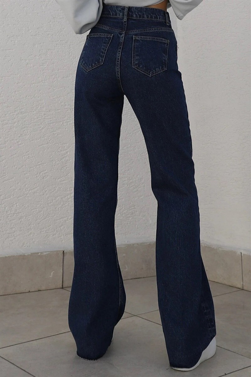 Camelia Gold 90's Kadın Lacivert Salaş Likralı Süper Yüksek Bel 90's Denim Kot Pantolon( Çok Rahat )