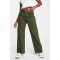 Kadın Haki Solmaz Likralı Arka Cepsiz Model Kargo Palazzo Pantolon