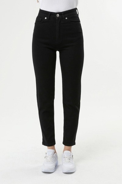 Isabella Siyah Mom Jean Pantolon ( Renk Solmaz )