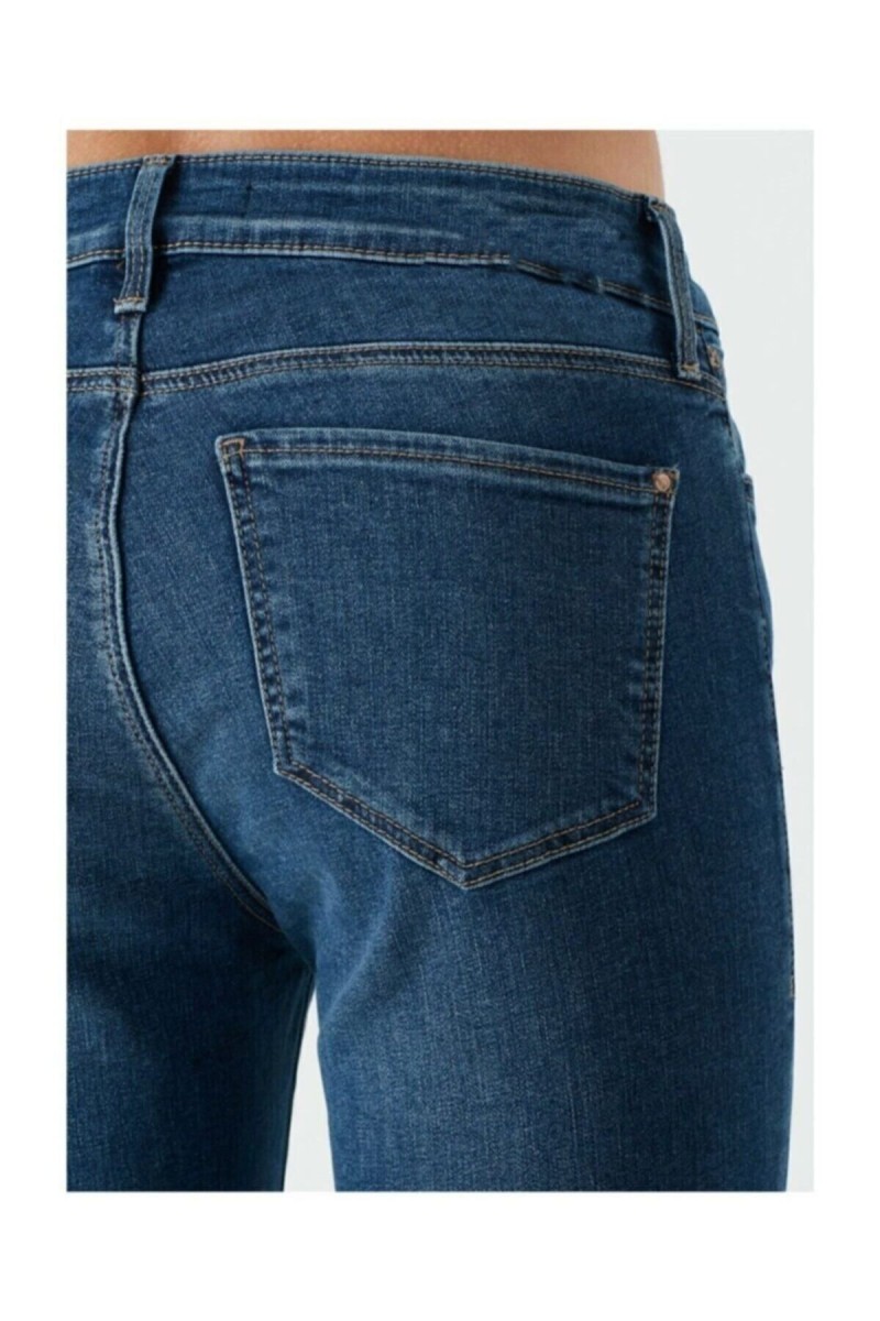 Asya Kadın Mavi Power Likralı Yüksek Bel Jeans Kot Pantolon