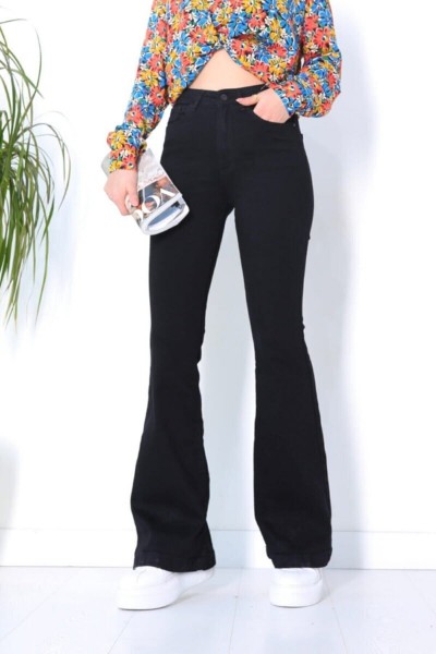 Alvin Kadın Solmaz S.i.y.a.h Ispanyol Kalıp Ispanyol Paça Yüksek Bel Jean