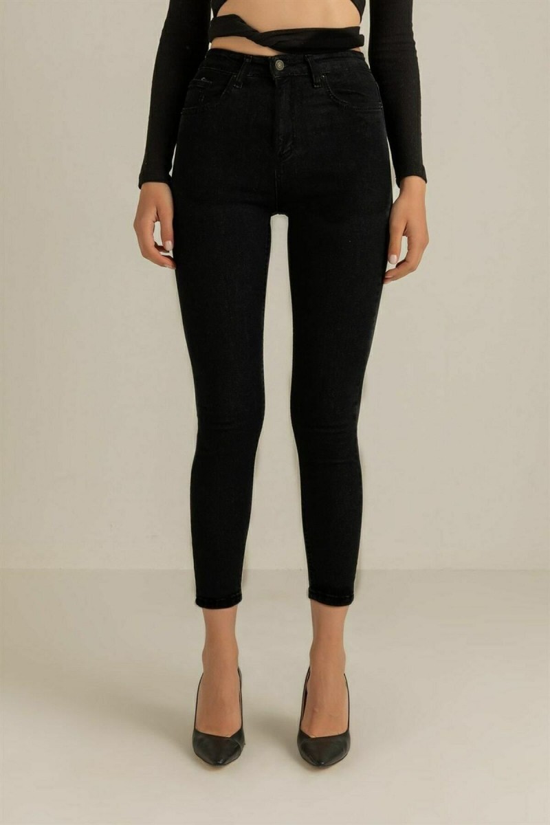 Kadın E.x.t.r.a Black Yüksek Bel Jeans Pantolon Solmaz Siyah Jeans