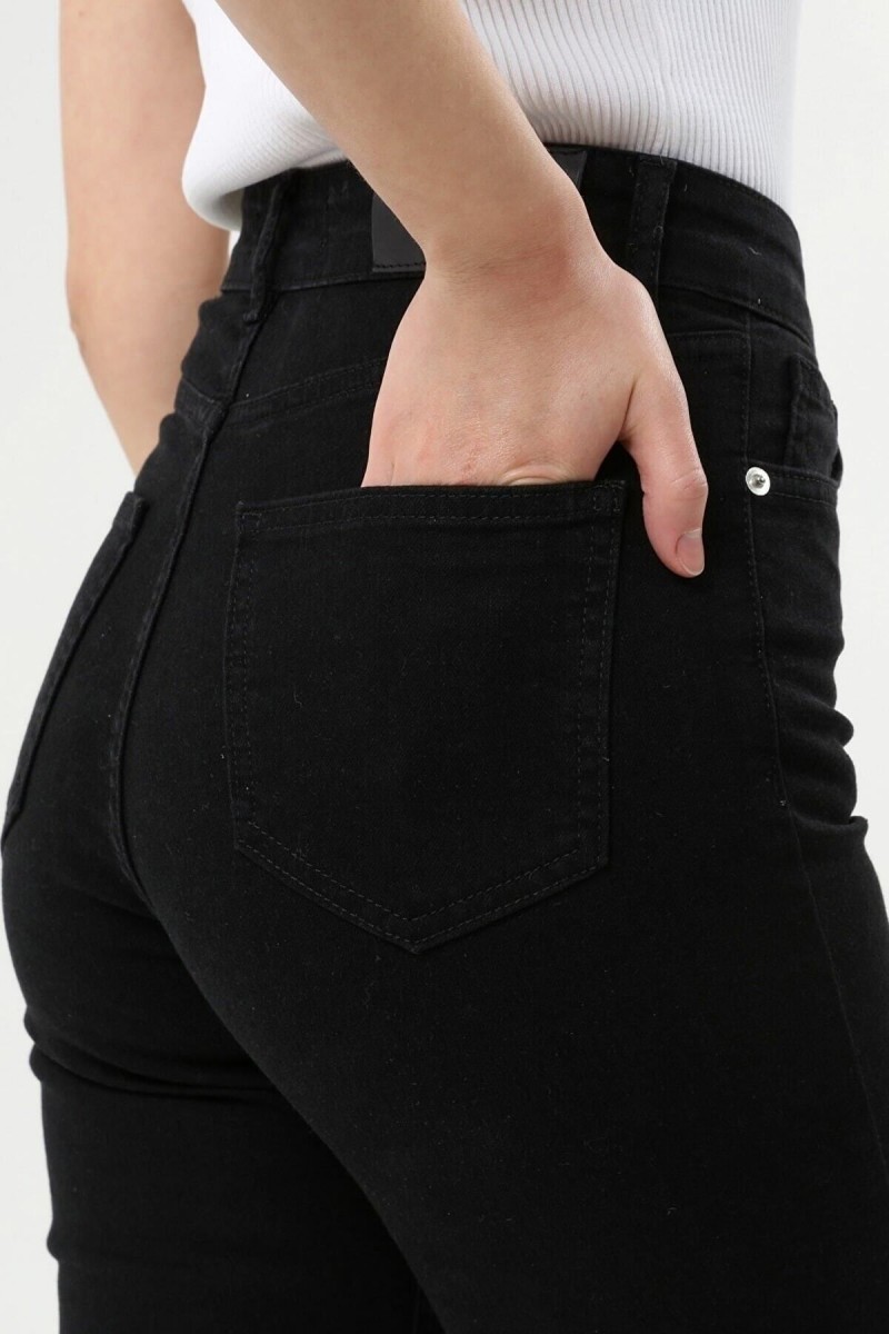 Isabella Siyah Mom Jean Pantolon ( Renk Solmaz )