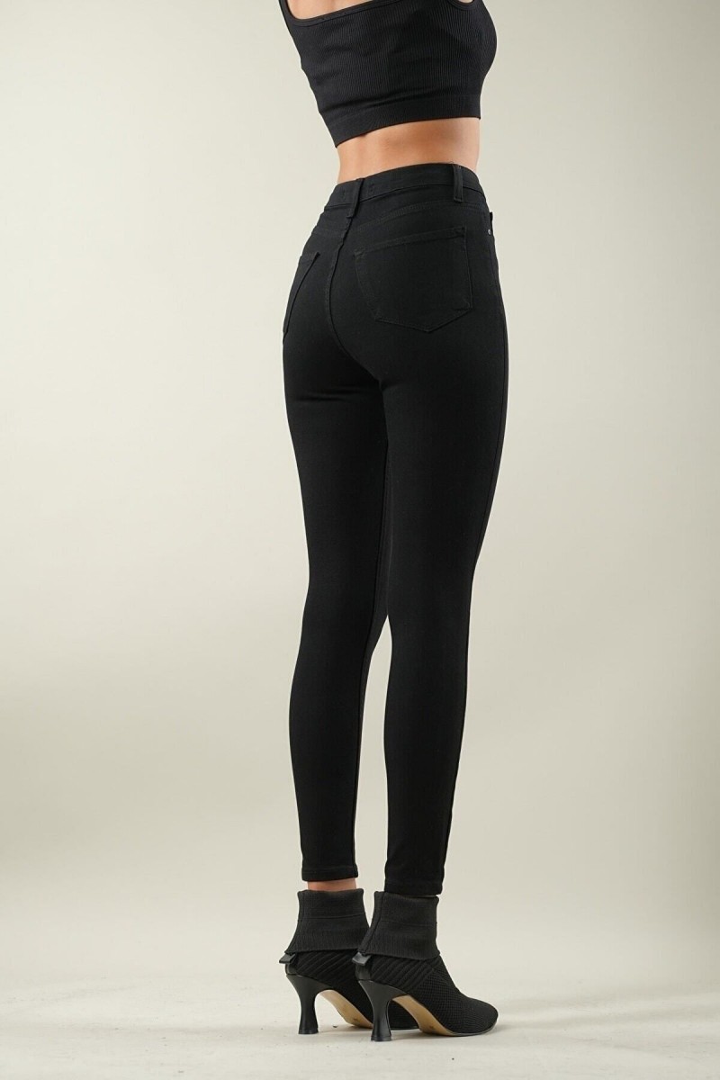 Aqua Jeans Kadın Siyah Yüksek Bel Jeans Pantolon Solmaz Jeans(toparlayıcı)