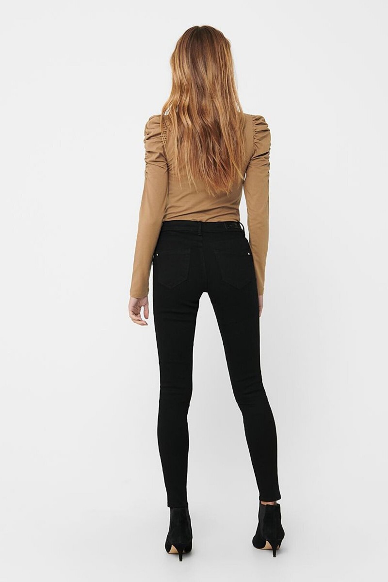 Dar Paça Skinny Yüksel Bel Siyah Kadın Bilek Boy Likralı Kot Pantalon