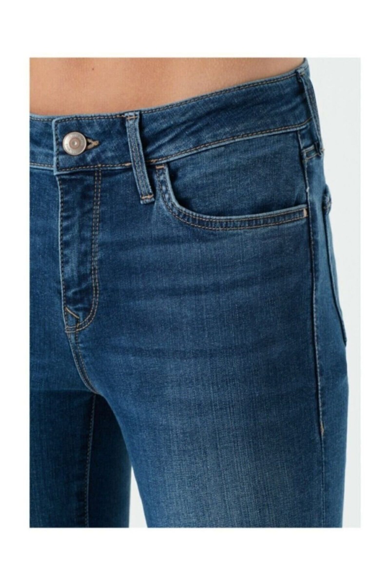 Asya Kadın Mavi Power Likralı Yüksek Bel Jeans Kot Pantolon