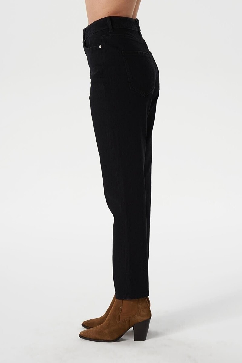 Maya Siyah Mom Jean Pantolon ( Renk Solmaz )