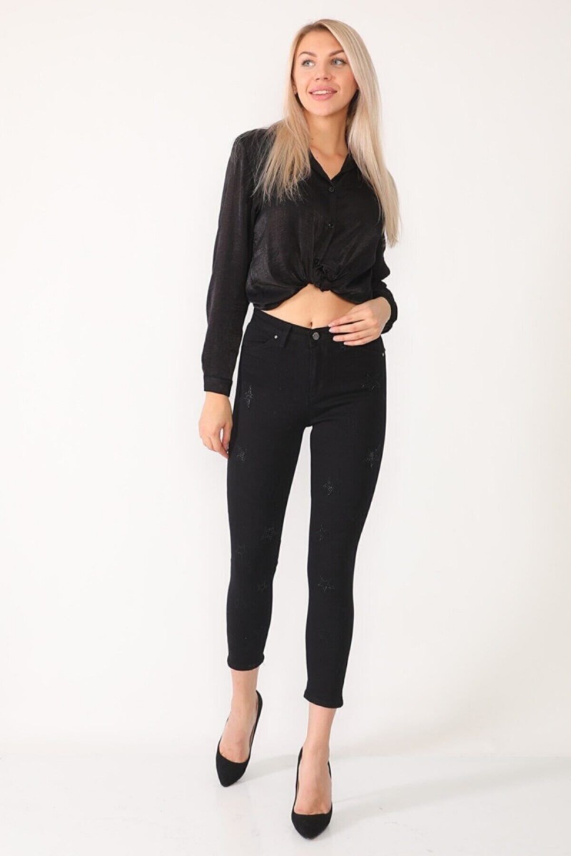 Bony Siyah Skinny Jeans Kot Pantolon (SİMSİYAH)