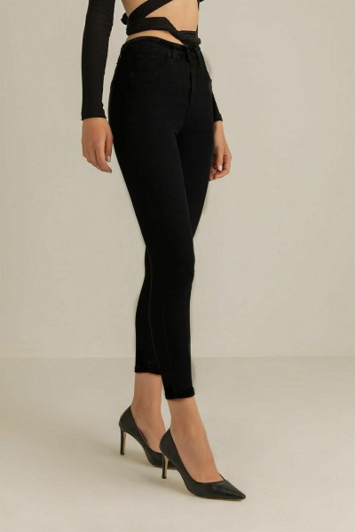 Kadın E.x.t.r.a Black Yüksek Bel Jeans Pantolon Solmaz Siyah Jeans