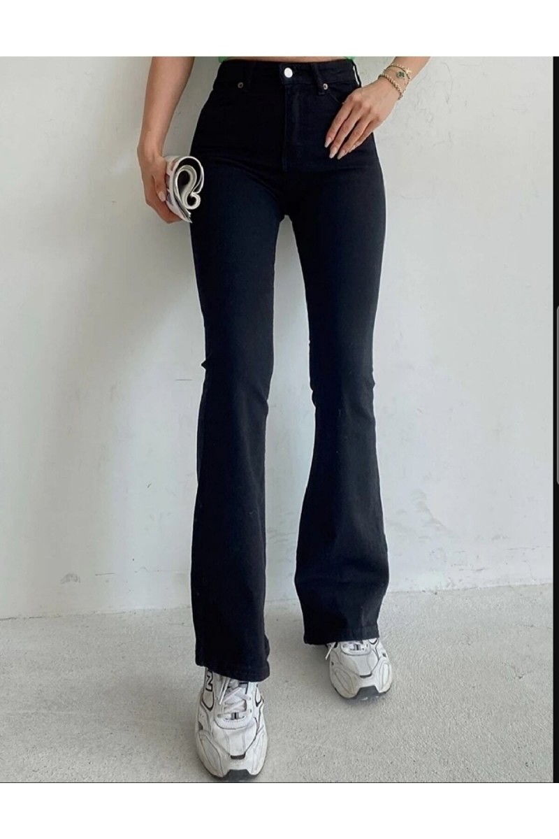 Hot Women Siyah Ispanyol Paça Kot Pantolon Yüksek Bel Ispanyol Jeans Toparlayıcı