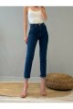 Phoebe Lacivert Skiiny Mom (fit Mom) Yüksek Bel Mom Jeans Boyfriend
