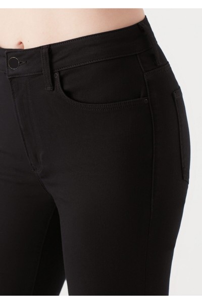 Kadın Siyah Yüksel Bel Bilek Boy Dar Paça Skinny Likralı Kot