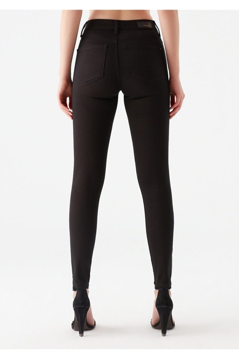 Emmiy Jeans Kadın Siyah Yüksek Bel Jeans Pantolon Solmaz Jeans(toparlayıcı)