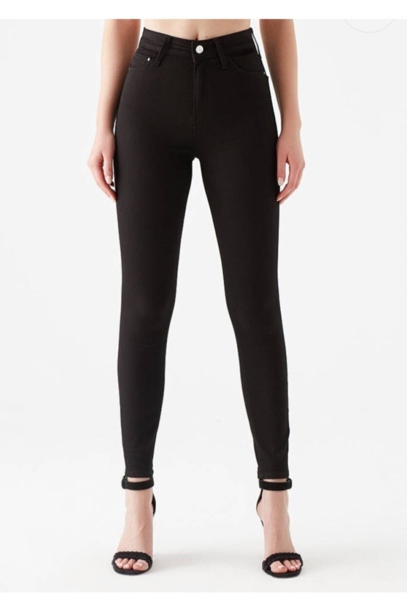 Simsiyah Süper Skinny Jeans Solmayan Siyah Jeans ( Toparlayıcı )