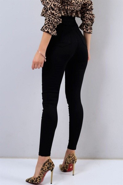 Nina Gold A.c.a.i.p Siyah Süper Yüksek Bel Skinny Jeans Kot Pantolon (SİMSİYAH)