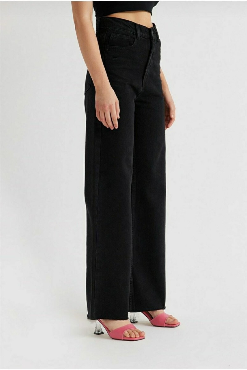 Allow Extra Yüksek A.c.a.i.p S.o.l.m.a.z Siyah Salaş Jeans Palazzo Pantolon (süper Yüksek Solmayan)