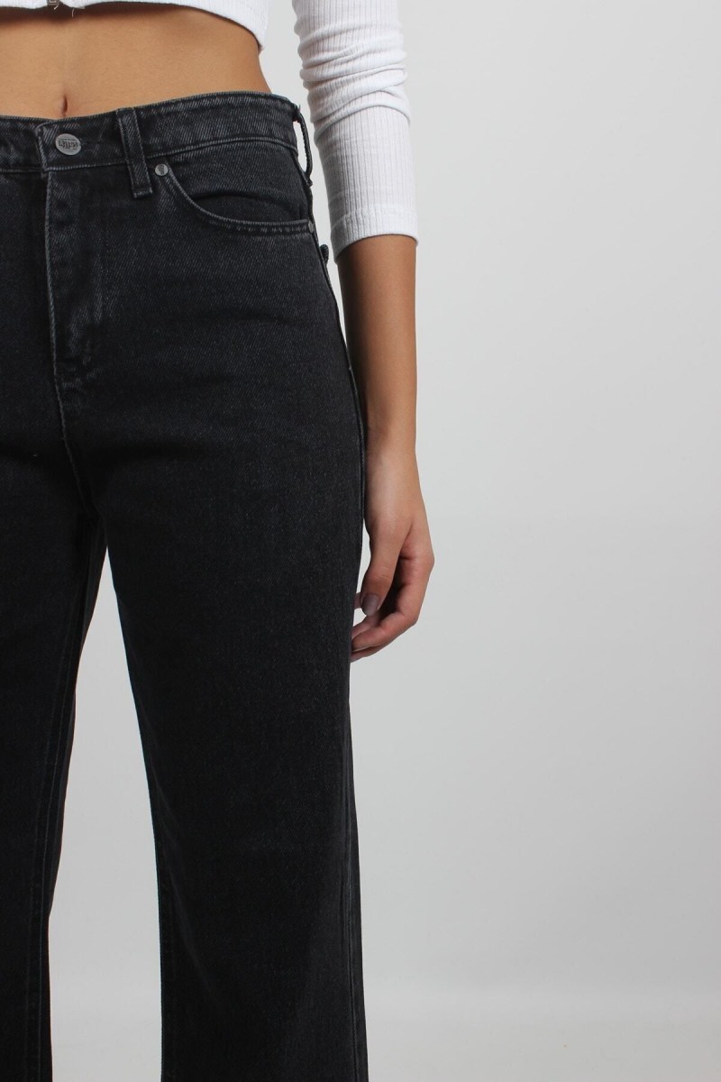 Solmayan Siyah Likralı Süper Yüksek Bel Salaş Jeans Palazzo Pantolon. (SÜPER YÜKSEK.) Wide Leg.