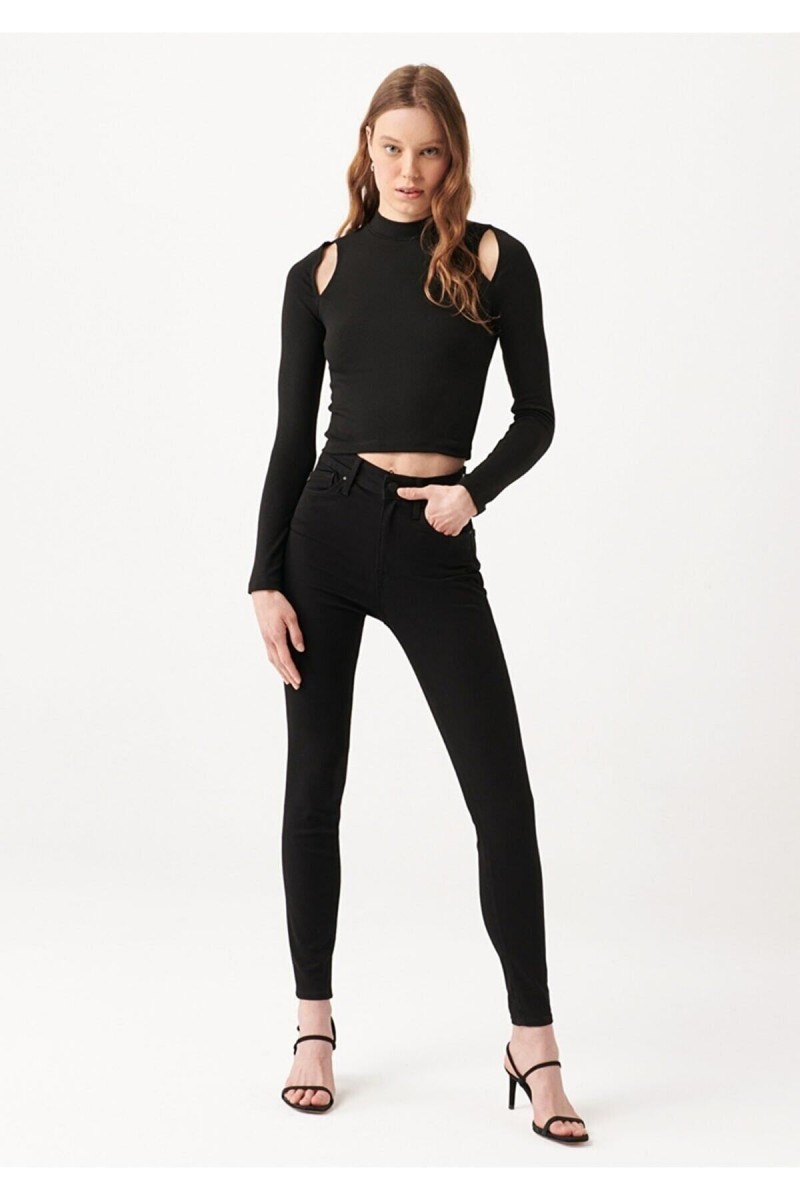 A.c.a.i.p Kadın Black Yüksek Bel Jeans Pantolon Solmaz Siyah Jeans(toparlayıcı)