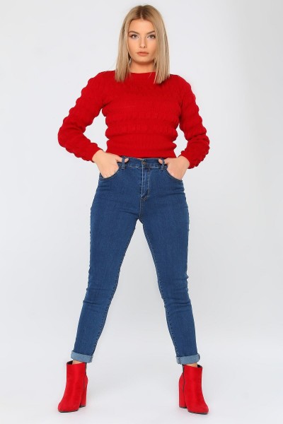 Yüksek Bel Jean Pantolon(RENK SOLMAYAN)