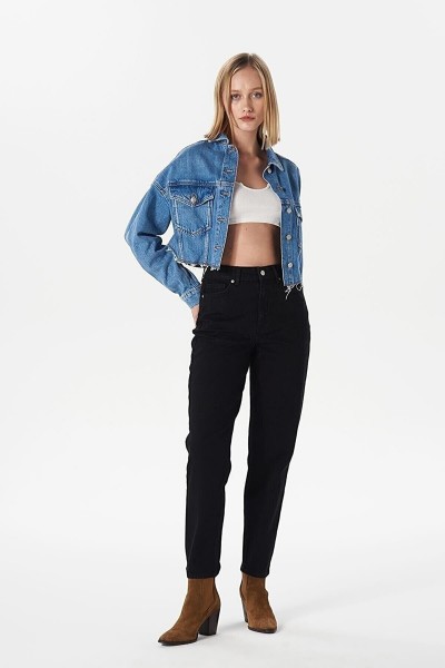 Maya Siyah Mom Jean Pantolon ( Renk Solmaz )