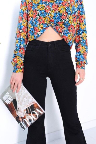 Alvin Kadın Solmaz S.i.y.a.h Ispanyol Kalıp Ispanyol Paça Yüksek Bel Jean