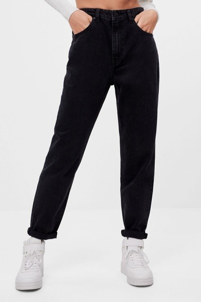 Kadın Siyah Beli Lastikli Jean