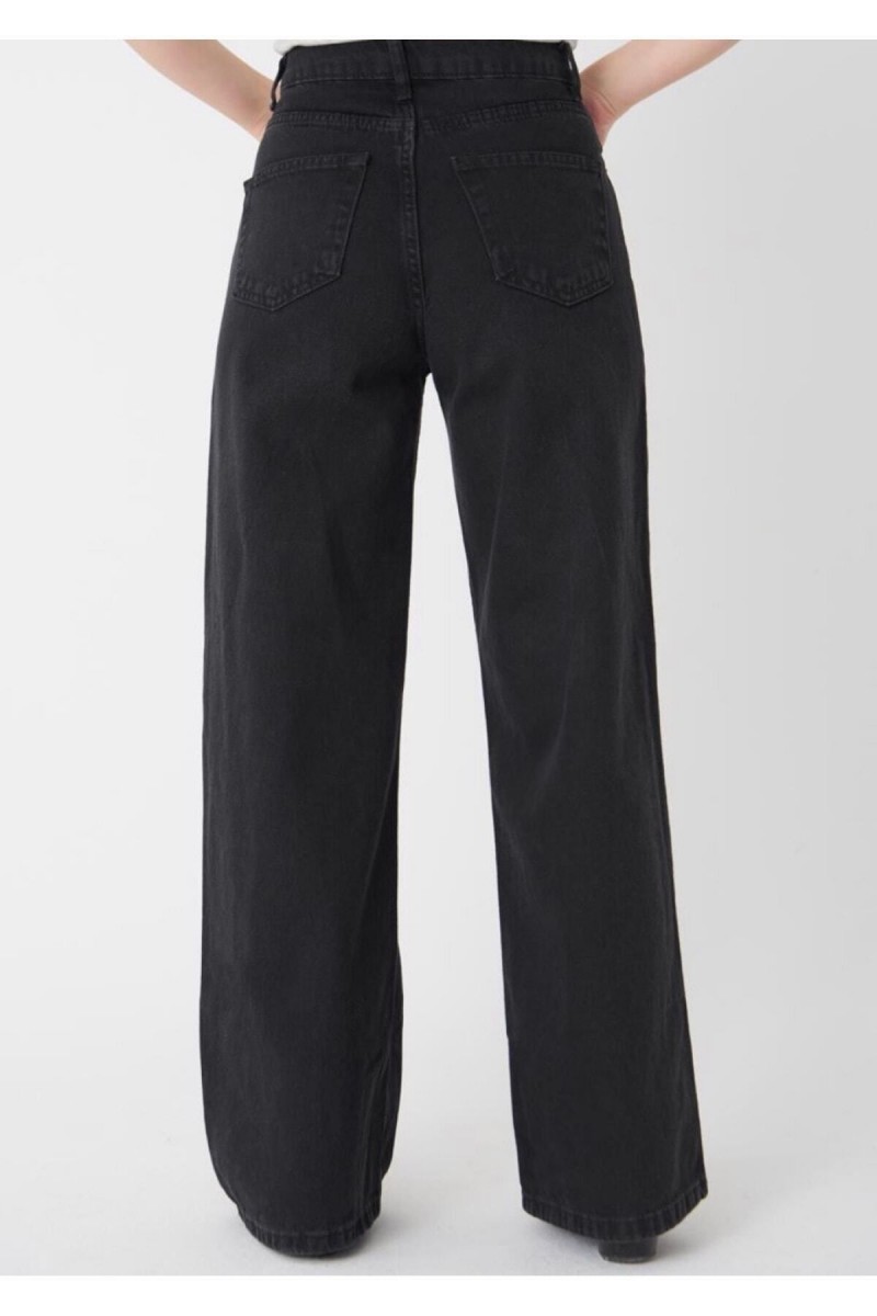 Sıyah Boru Paça Yuksek Bel Kot