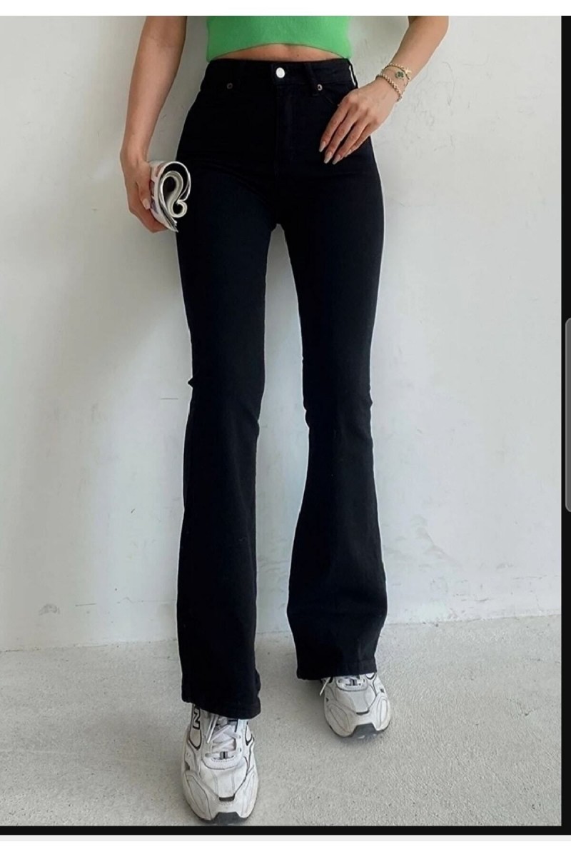 Hot Women Siyah Ispanyol Paça Kot Pantolon Yüksek Bel Ispanyol Jeans Toparlayıcı