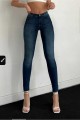 Mavi Yüksek Bel Bilek Boy Dar Paça Skinny Likralı Kot Pantolon