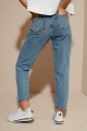 Mavi Likralı Mom Jean Pantolon ( Renk Solmaz )