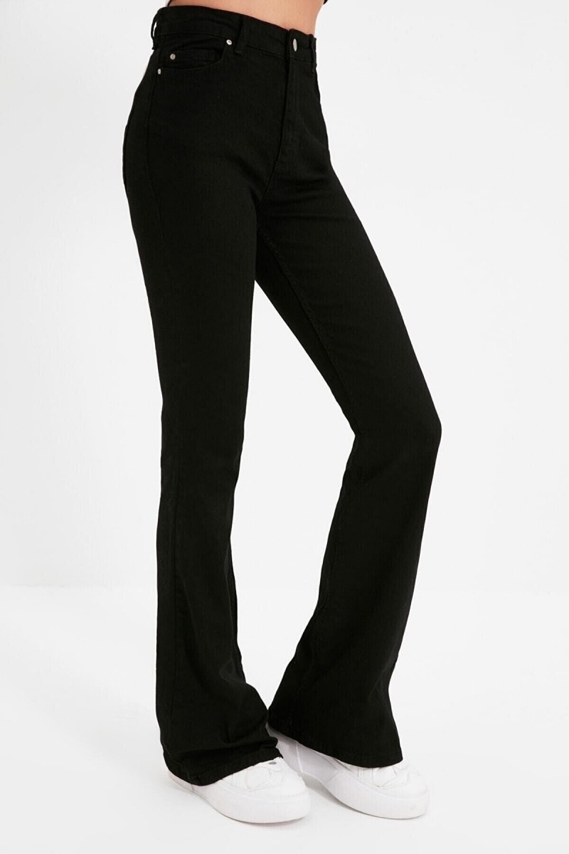 Allstar Ispanyol Women Siyah Ispanyol Paça Kot Pantolon Yüksek Bel Ispanyol Jeans Toparlayıcı