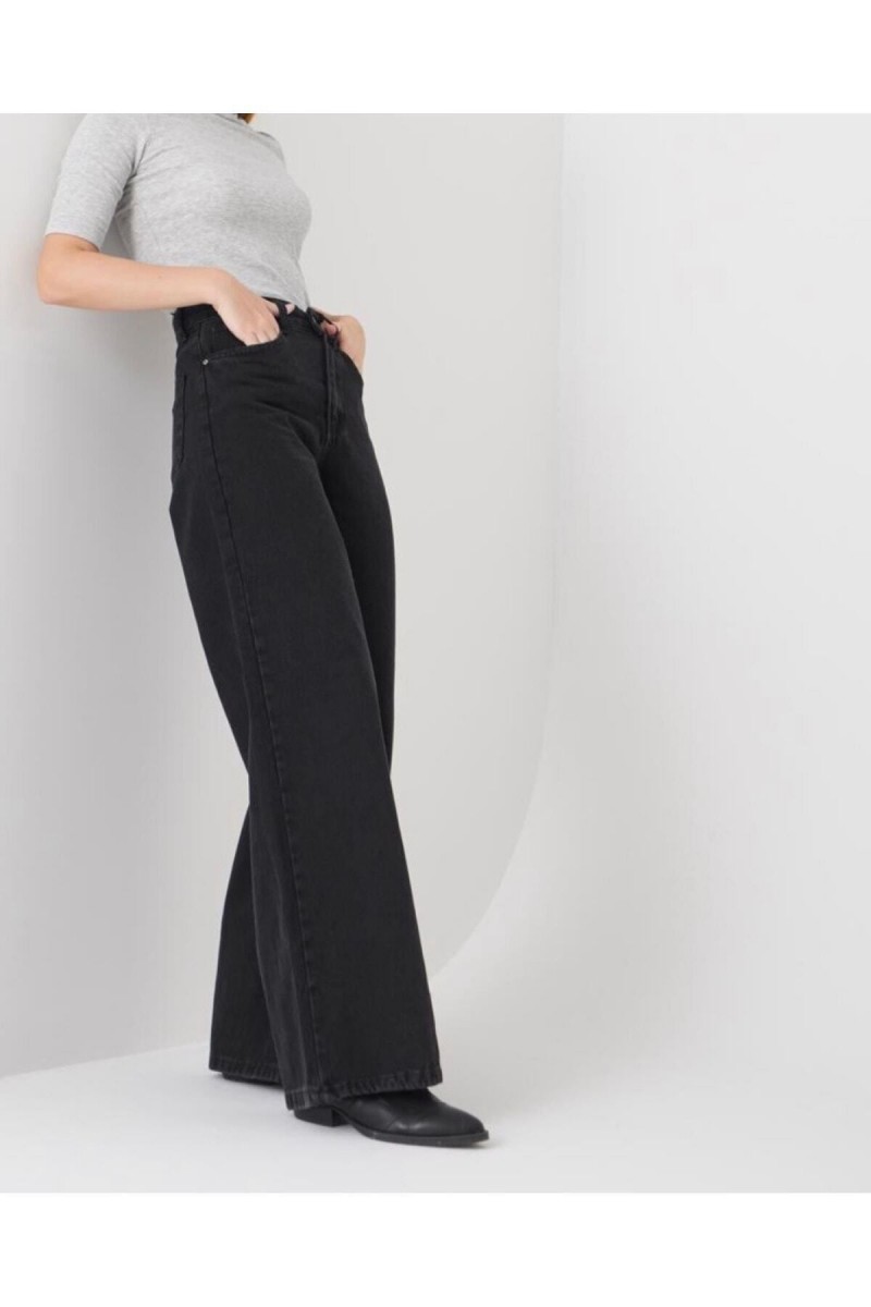 Sıyah Boru Paça Yuksek Bel Kot