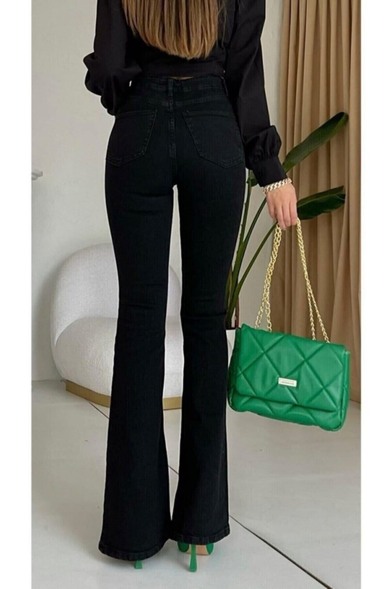 Hot Women Siyah Ispanyol Paça Kot Pantolon Yüksek Bel Ispanyol Jeans Toparlayıcı