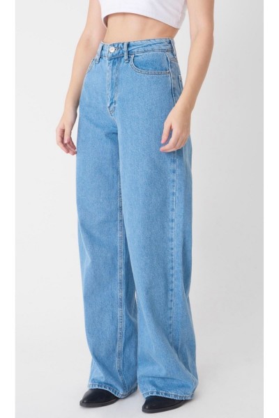 Mavı Boru Paça Yuksek Bel Kot