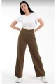 Kahverengi Likralı Süper Yüksek Bel Salaş Jeans Palazzo Pantolon. (SÜPER YÜKSEK) Wide Leg