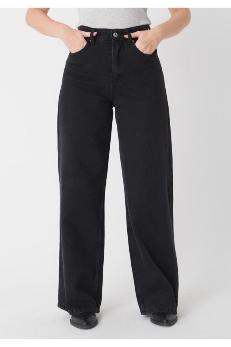 Sıyah Boru Paça Yuksek Bel Kot