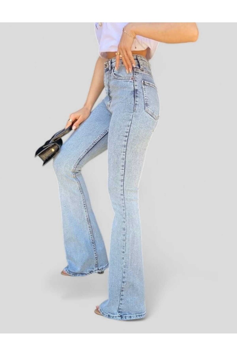 Miya Mavi Kar Yıkama Gold Ispanyol Ispanyol Jean Yüksek Bel Kot Pantolon