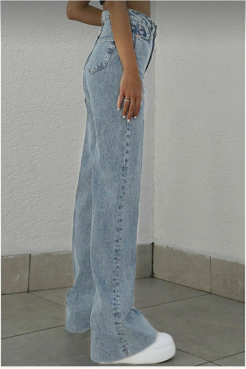 Tagg Açık Kar Likralı Süper Yüksek Bel Salaş Jeans Palazzo Pantolon. (SÜPER YÜKSEK)