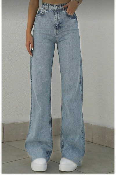 Tagg Açık Kar Likralı Süper Yüksek Bel Salaş Jeans Palazzo Pantolon. (SÜPER YÜKSEK)