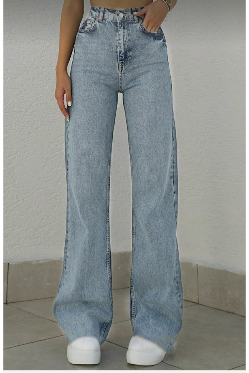 Tagg Açık Kar Likralı Süper Yüksek Bel Salaş Jeans Palazzo Pantolon. (SÜPER YÜKSEK)