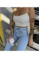 İrina S.o.l.m.a.z Yırtık Buz Mavi Likralı Süper Yüksek Bel Salaş Jean Pantolon (süper Yüksek )