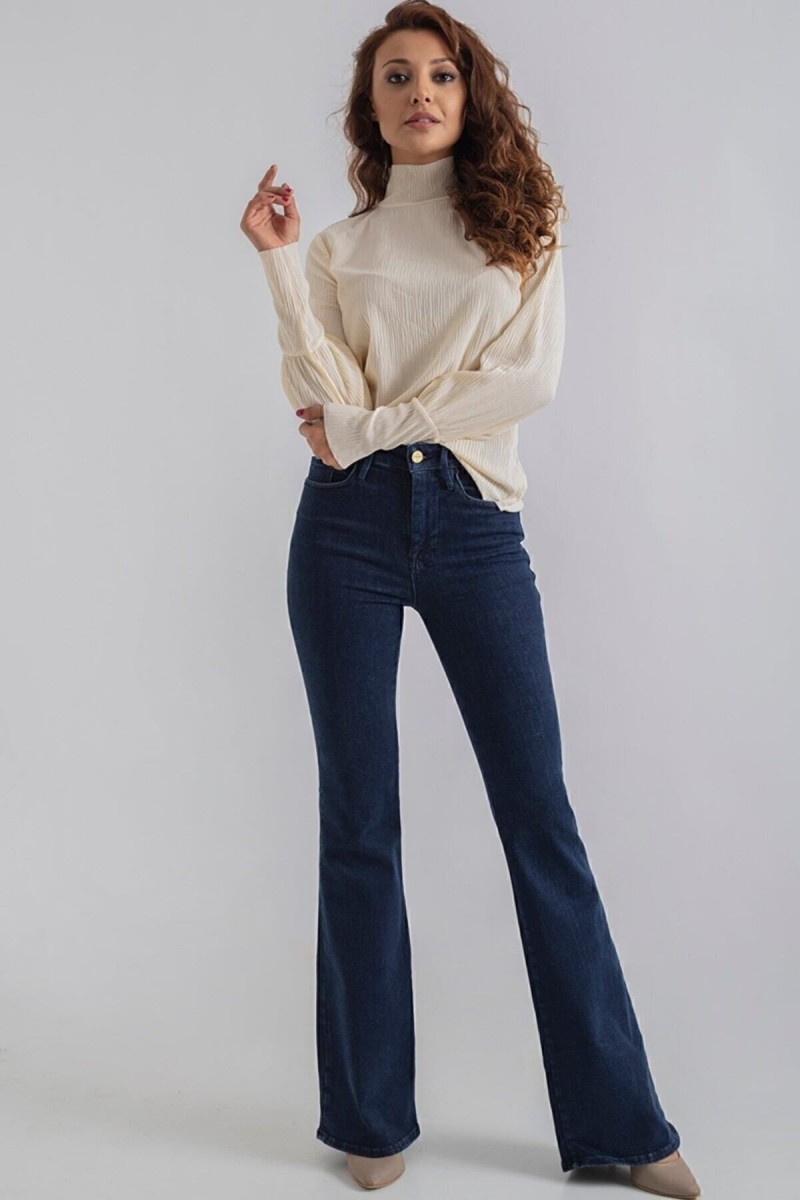 Terasa Koyu Mavi Likralı Yüksek Bel Ispanyol Jeans Pantolon Terasa Koyu Mavi Likralı Yüksek Bel Ispanyol Jeans Pantolon